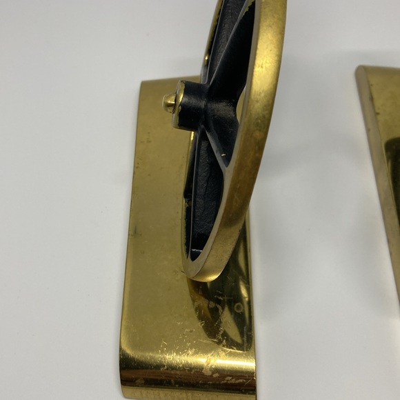 1960 Virginia Metal Works Polished Brass Wagon Wheel Bookends - Picture 10 of 13